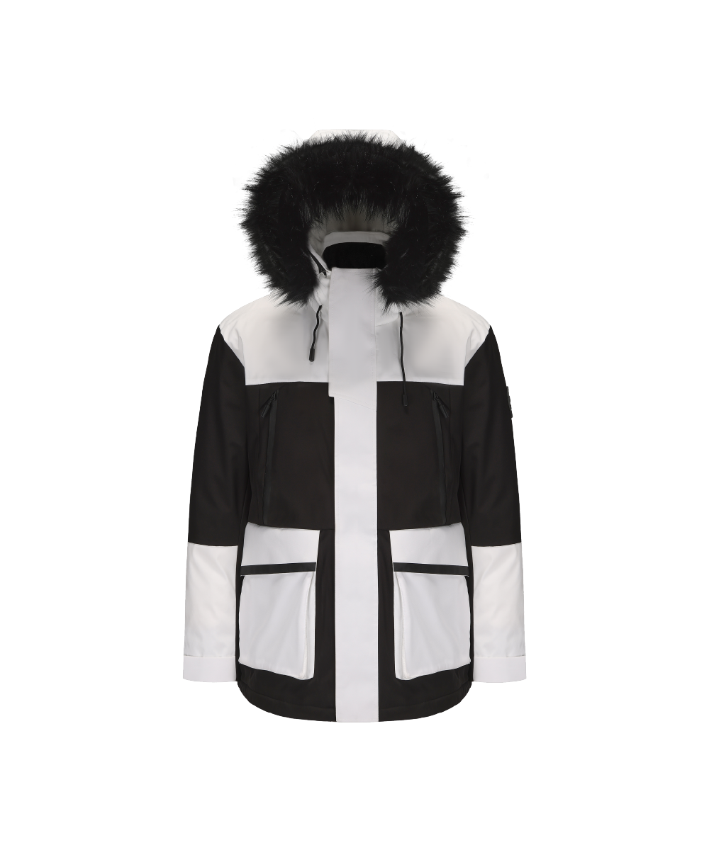 Men's Down Jacket Topped With A Luxurious Fur-Lined Hood