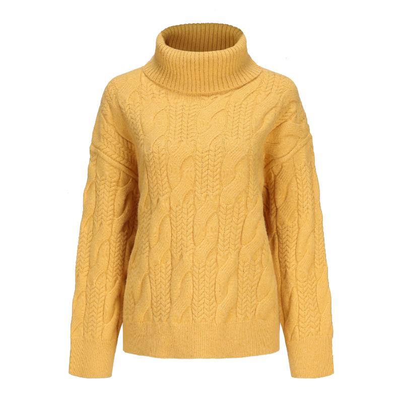 Women's Turtleneck Chunky Cable Knit Knitted Sweater