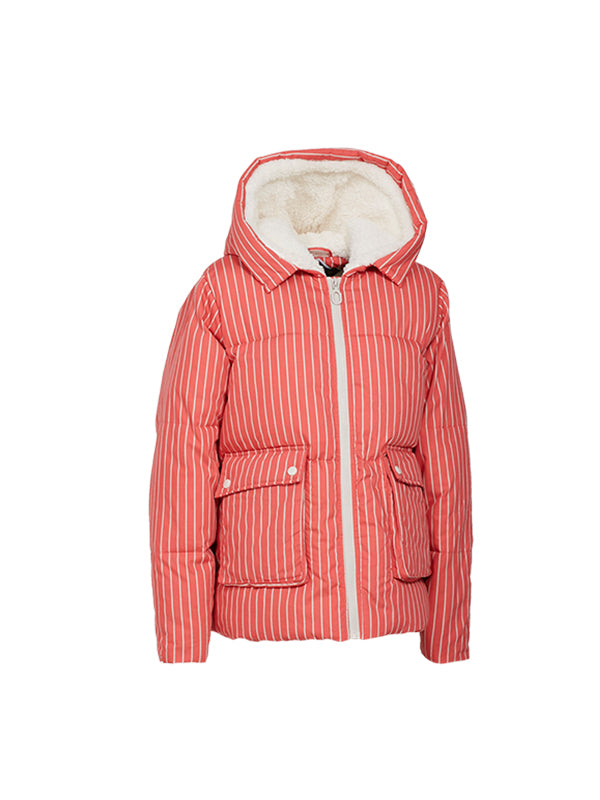 Women s Pinstipes Boxy Puffer Jacket Universal Traveller Women s Pinstipes Boxy Puffer Jacket Universal Traveller